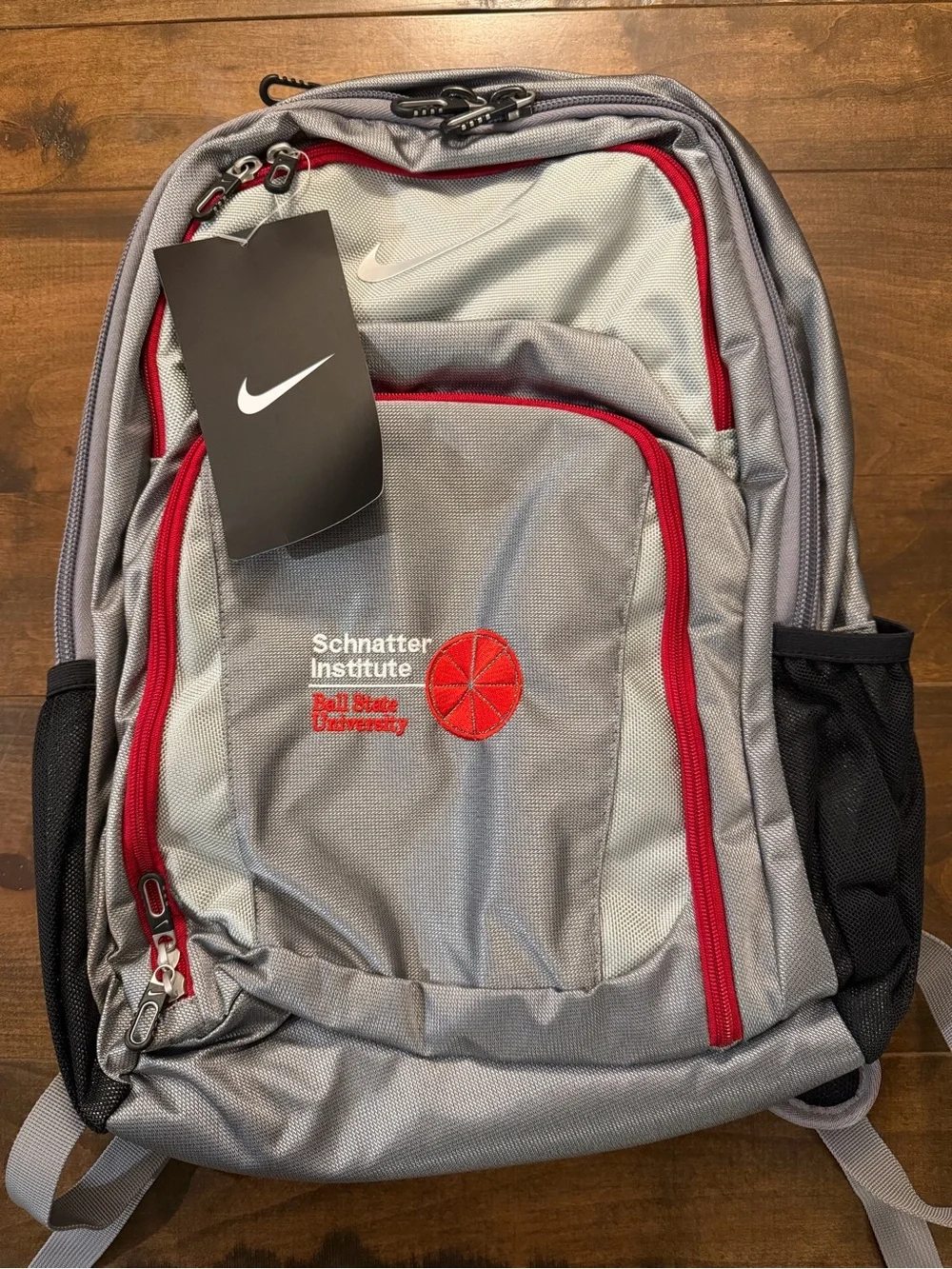 🌟 NWT Nike Silver and Red Backpack with Ball State Logo